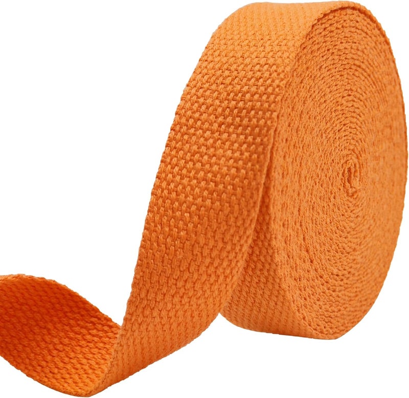 Evora 1 inch Cotton Webbing Braid Handles Bag Strap 15ft High Density Webbing Plain Weave Straps for Cloth Tote Bag, Pet Collars, DIY Projects, Crafts, Outdoor Accessories (Orange 544) - Image 1
